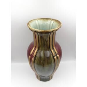 Vintage Art Deco MCM Gold Glaze Ceramic Pottery Vase